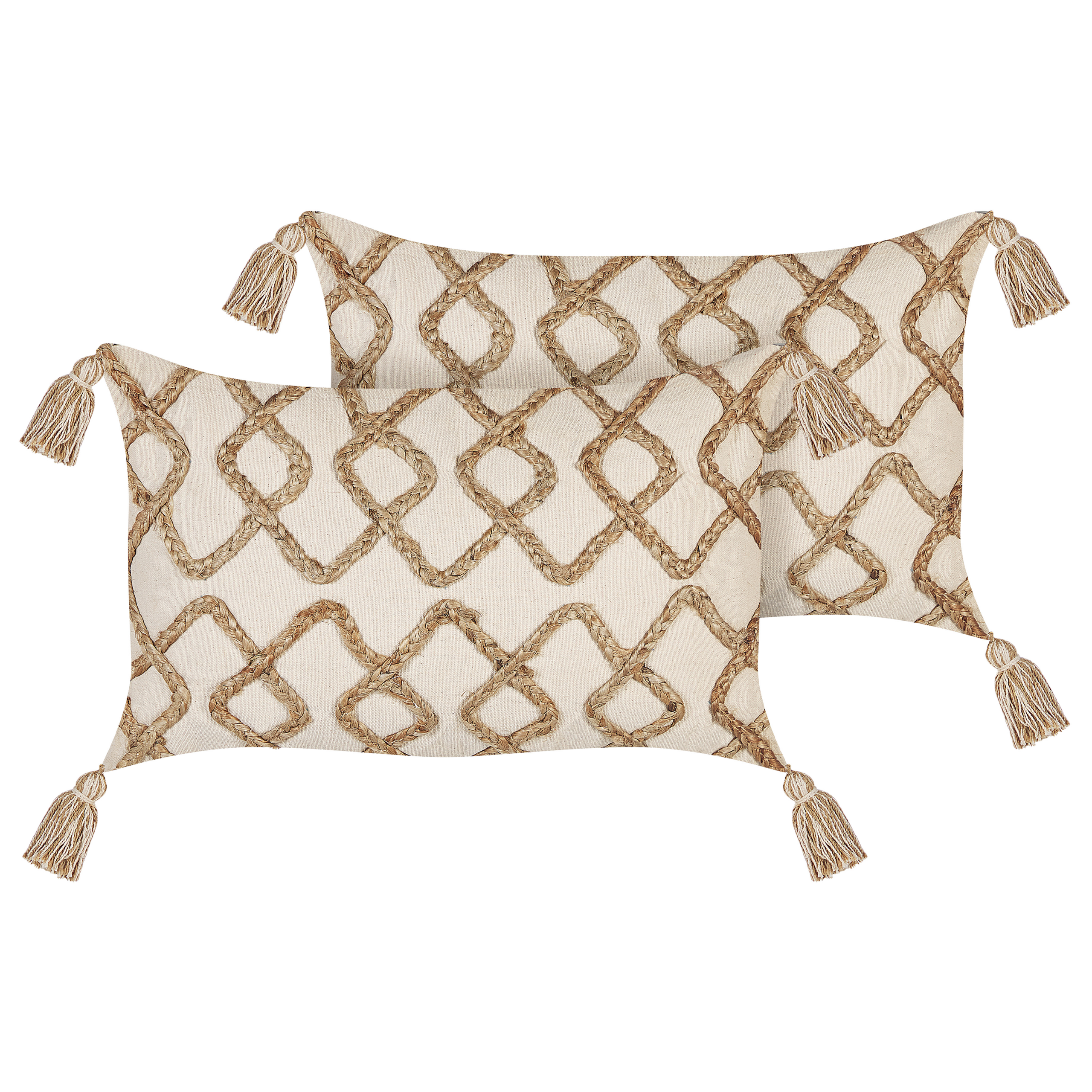 Sæt af 2 pyntepuder INCANA 30 x 50 cm Bomuld Beige Geometrisk mønster