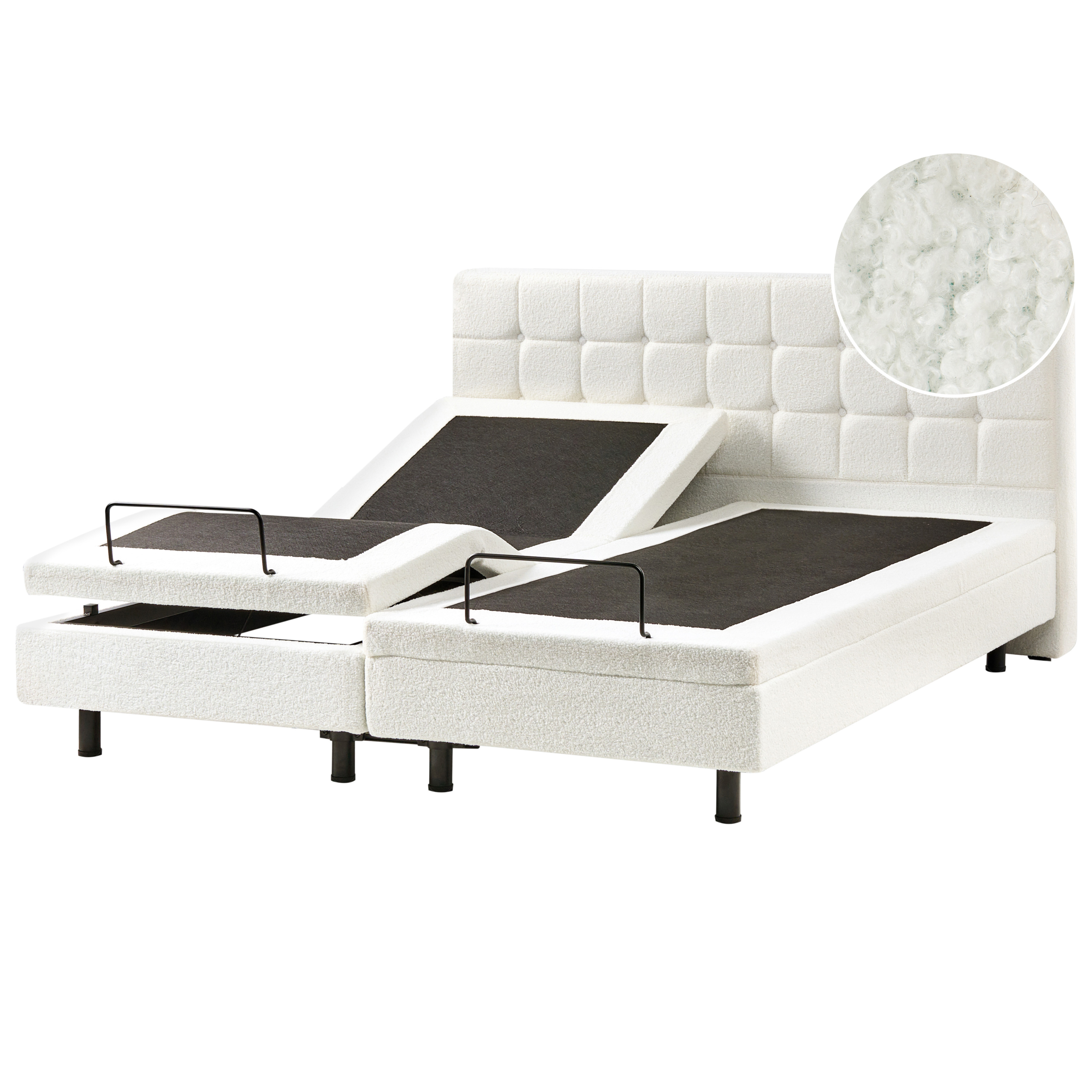 Justerbar seng Boucle DUKE 180 x 200 cm Cremehvid