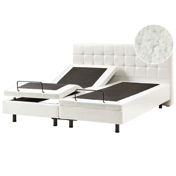 Justerbar seng Boucle DUKE 180 x 200 cm Cremehvid