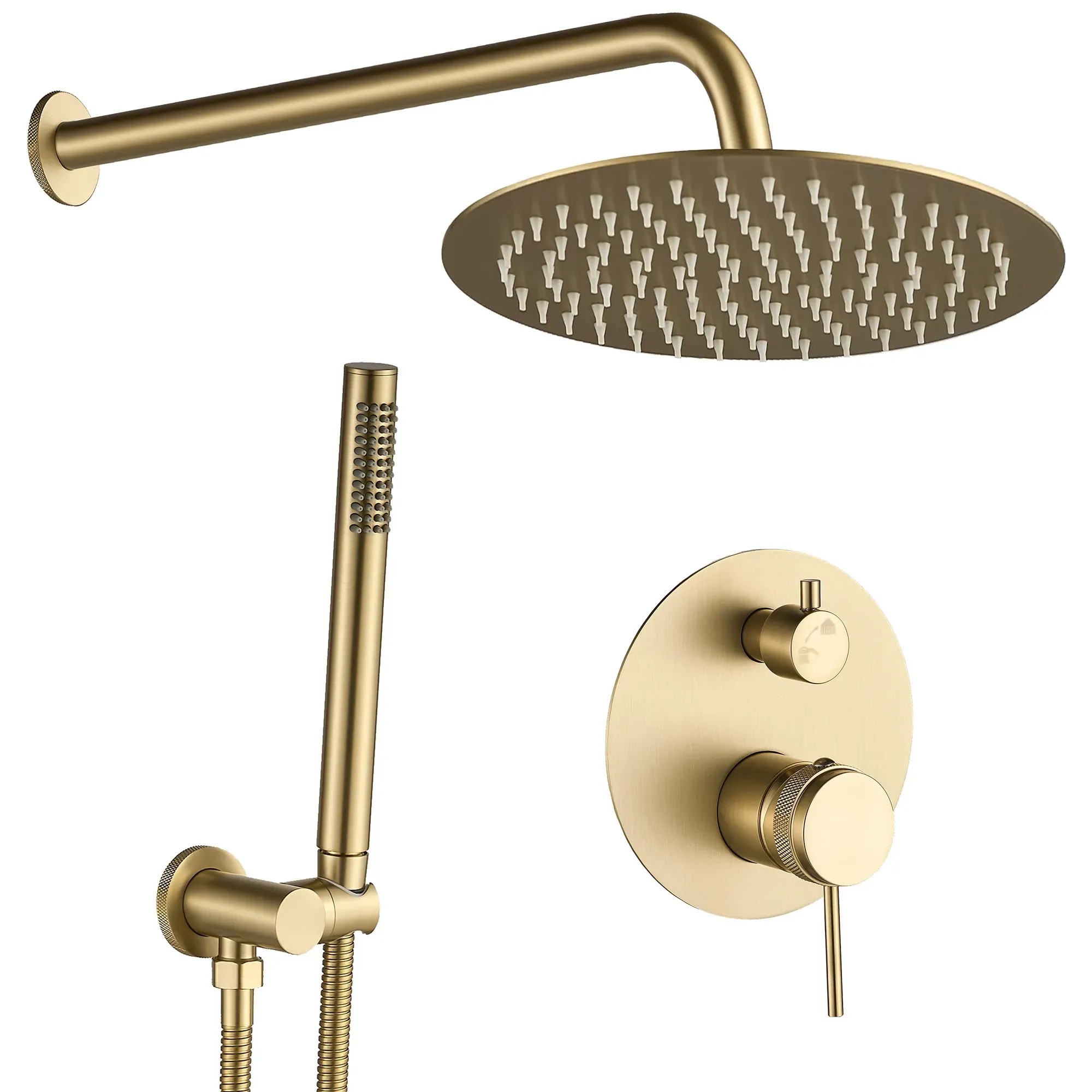 REA indbygget brusesæt LUNGO GRIP , Børstet guld, 25x16x36cm