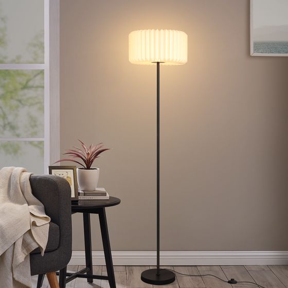 NETTLIFE Vintage gulvlampe stue gulvlampe - gulvlampe hvid papirskærm gulvlampe stuelampe G9