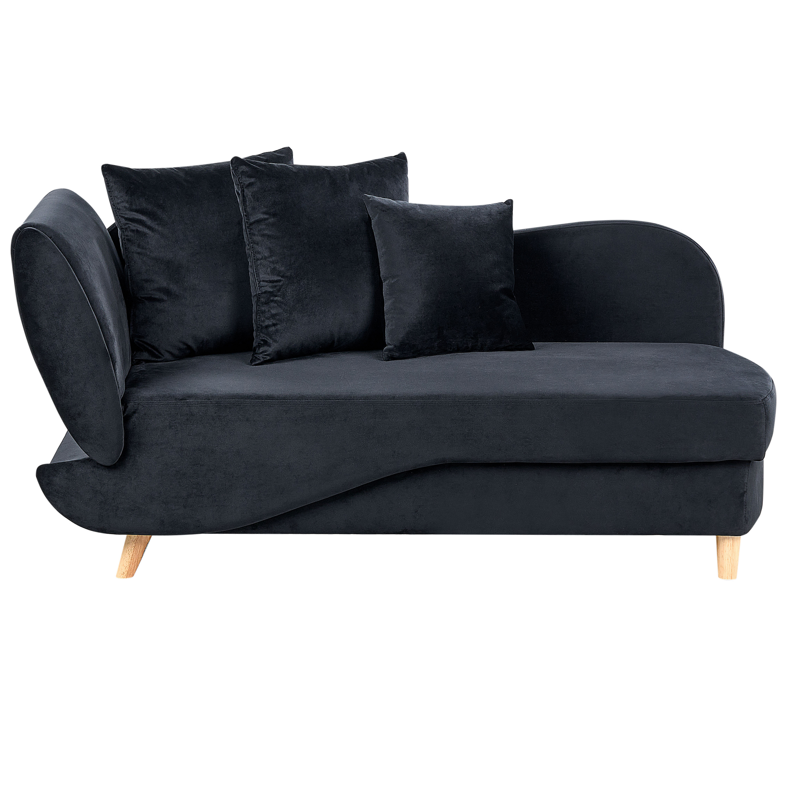 Venstrevendt chaiselong MERI med opbevaring Velour Sort