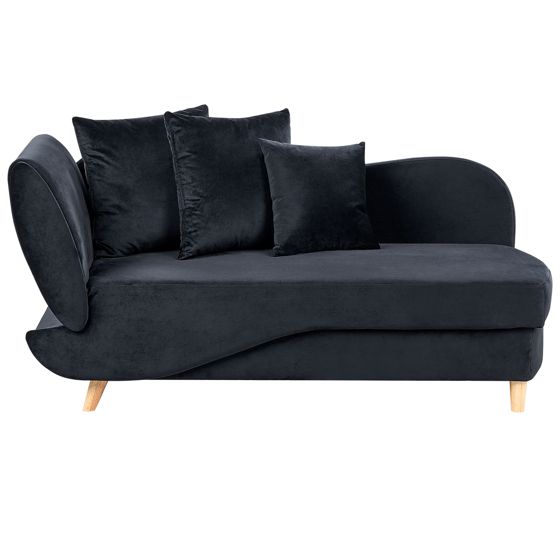 Venstrevendt chaiselong MERI med opbevaring Velour Sort