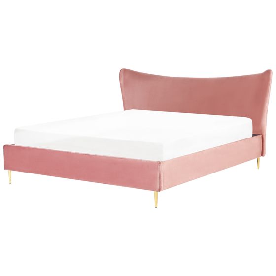 Seng Velour CHALEIX 180 x 200 cm Ferskenagtig lyserød