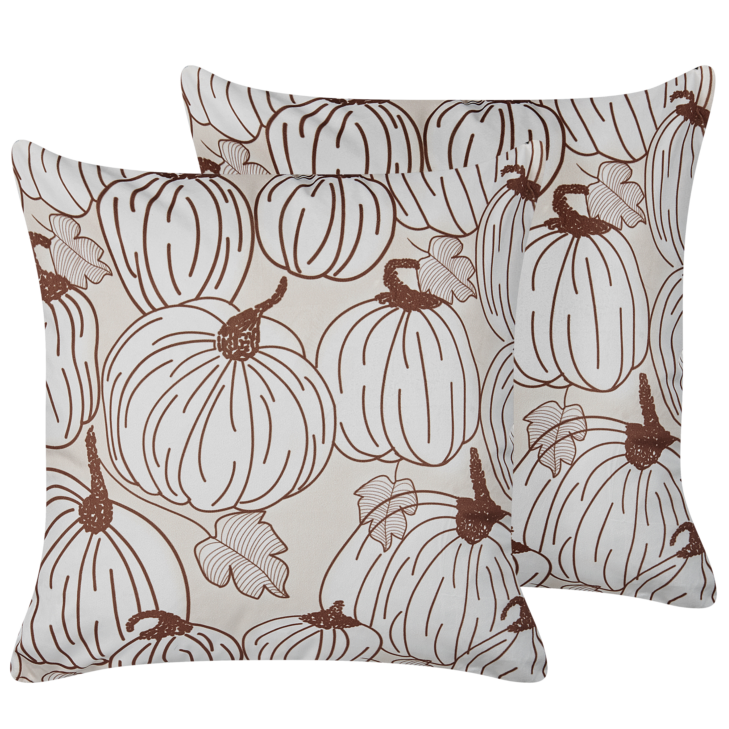 Sæt af 2 pyntepuder GOURD 45 x 45 cm Velour Beige Plante mønster