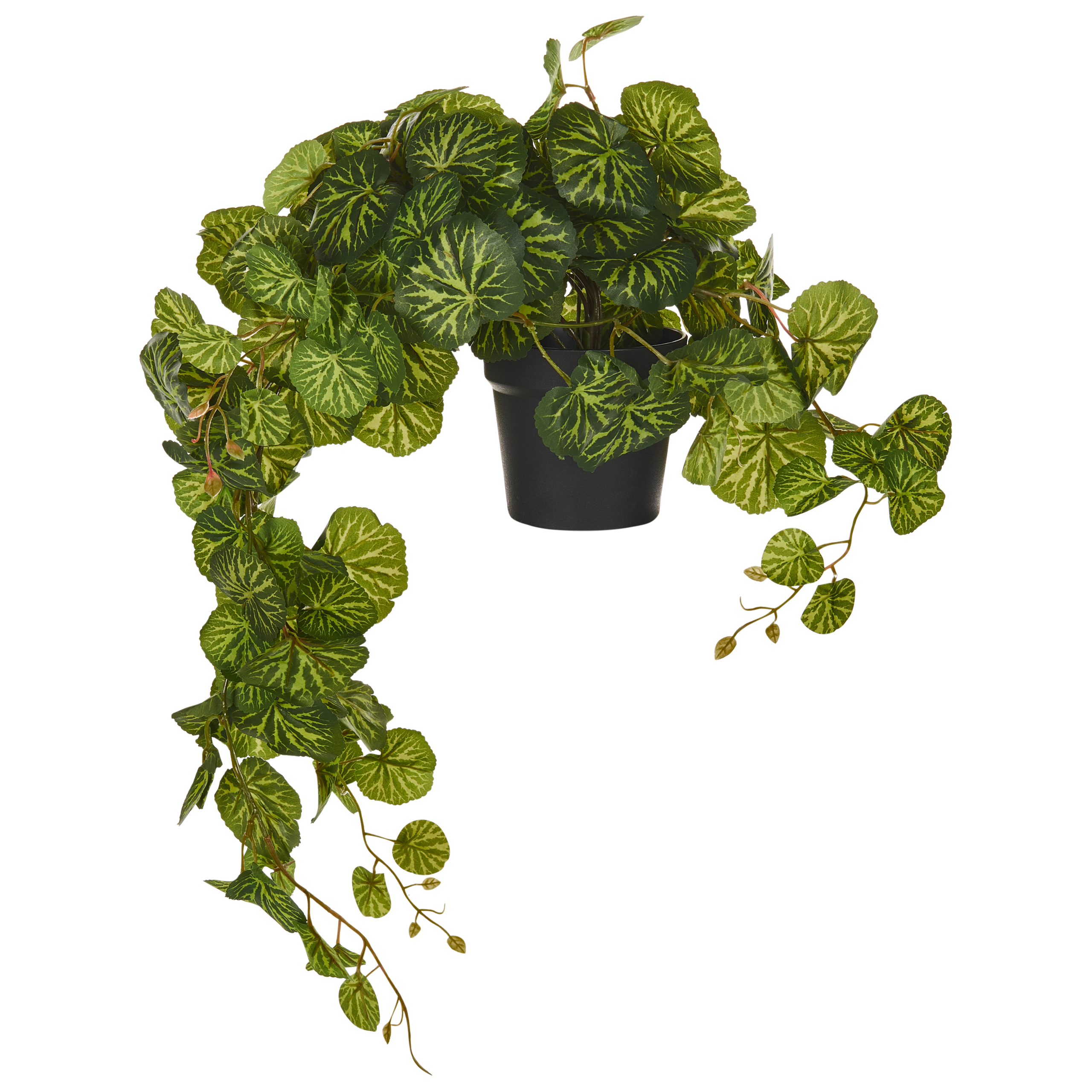Kunstig hængeplante STRAWBERRY BEGONIA 37 cm Grøn