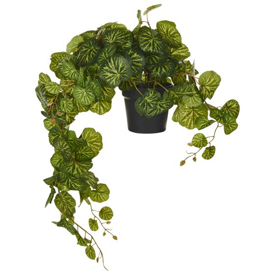 Kunstig hængeplante STRAWBERRY BEGONIA 37 cm Grøn