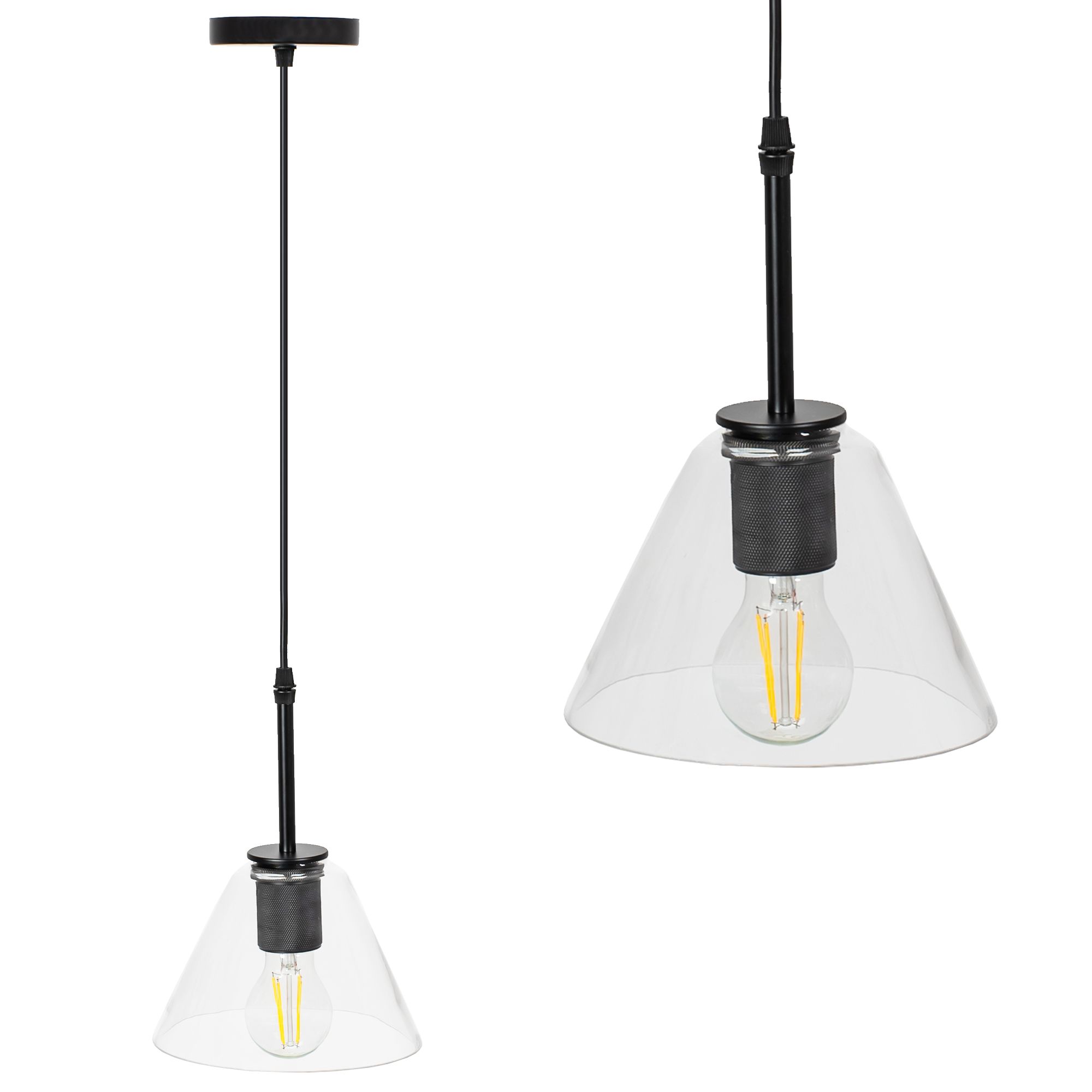 TOOLIGHT hængende loftlampe APP1178-1CP Sort 18x18x25cm