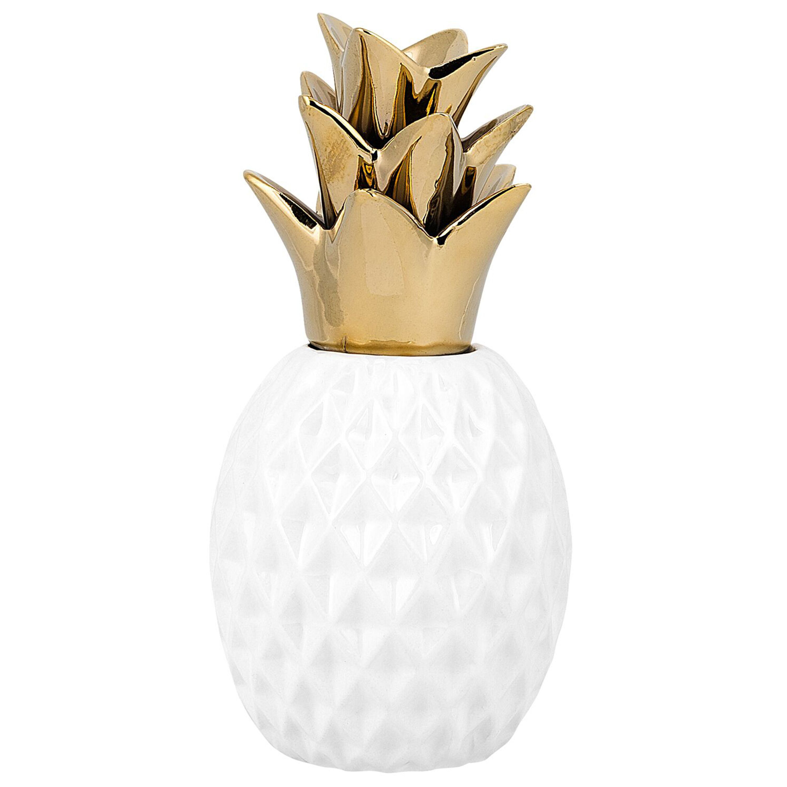 Dekorativ figur Ananas TYANA Keramik Hvid