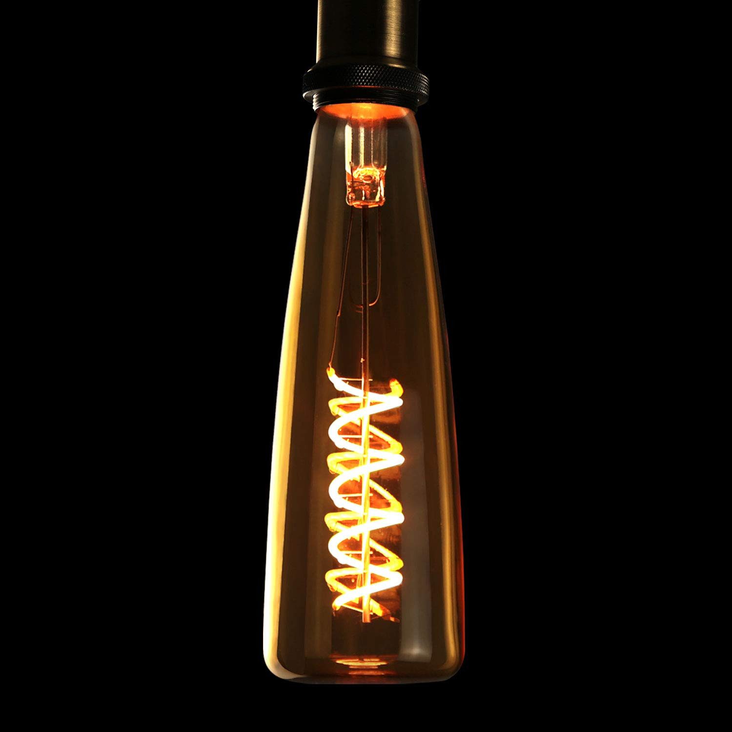 NETTLIFE E27 LED-pære retro Edison 4W vinflaskeformet varm hvid 2200K guldfarve spiralformet glødetråd dekorativ