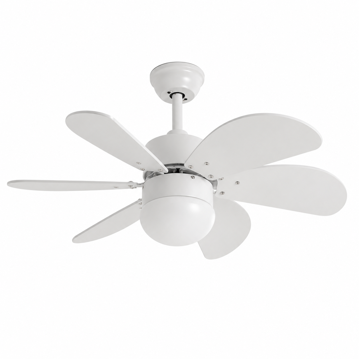NETTLIFE hvid loftsventilator med lys, fjernbetjening, støjsvag, timer, 6 blade, til soveværelset