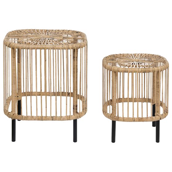 Sæt med 2 sofaborde CESENATICO Rattan Naturlig