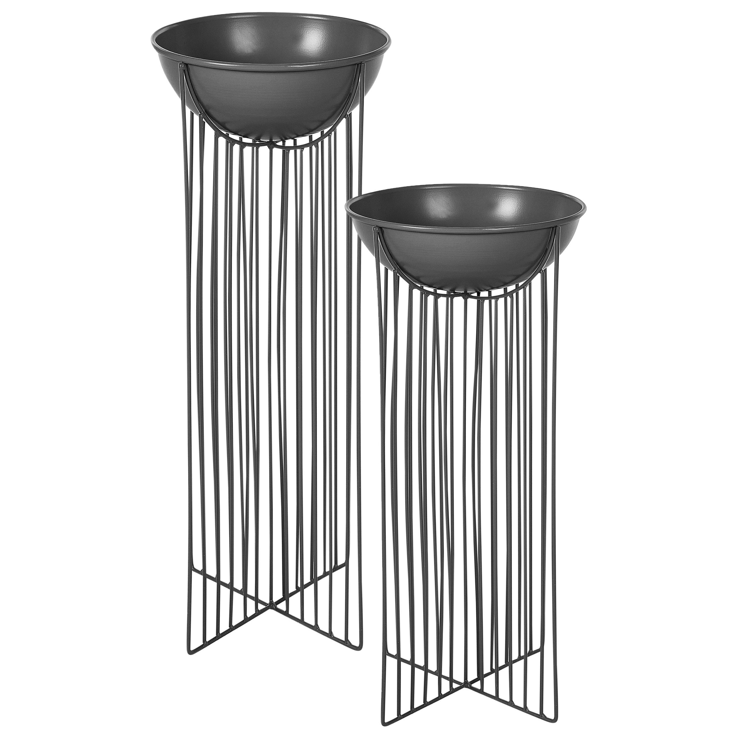 Sæt af 2 forhøjede plantekrukker FICARIA 22 cm Metal Sort