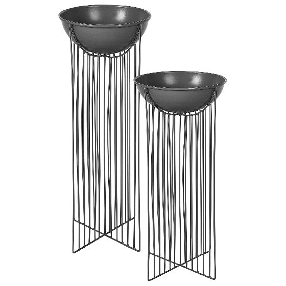 Sæt af 2 forhøjede plantekrukker FICARIA 22 cm Metal Sort