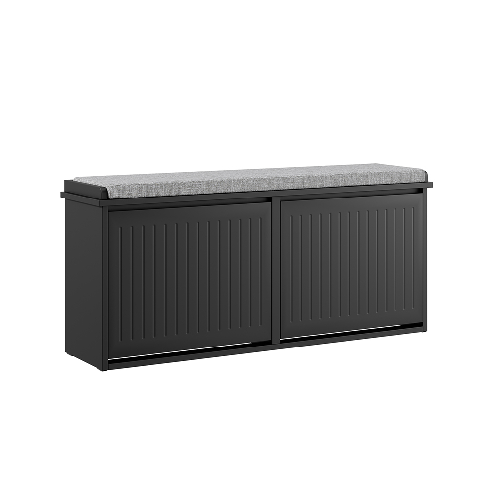 SoBuy Entrance Shoe Cabinet - slankt pladsbesparende skoskab i træ, opbevaringsbænk til 8-10 par sko, 158 kg belastning, sort, 100x26x46 cm, FSR98-XL-SCH