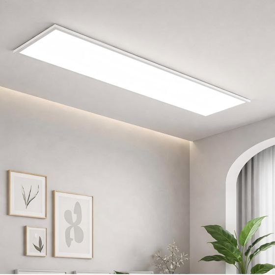 NETTLIFE dæmpbar LED loftlampe 100x25 cm lang flad loftspanel med fjernbetjening stor hvid 24W