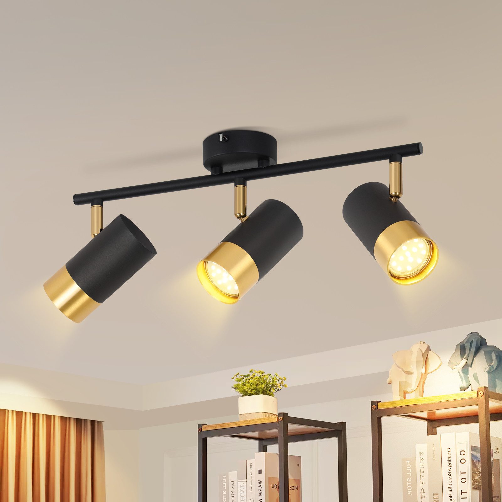 NETTLIFE GU10 loftlampe til entreen sort guld vintage - spotlight 350° drejelig til stue soveværelse køkken