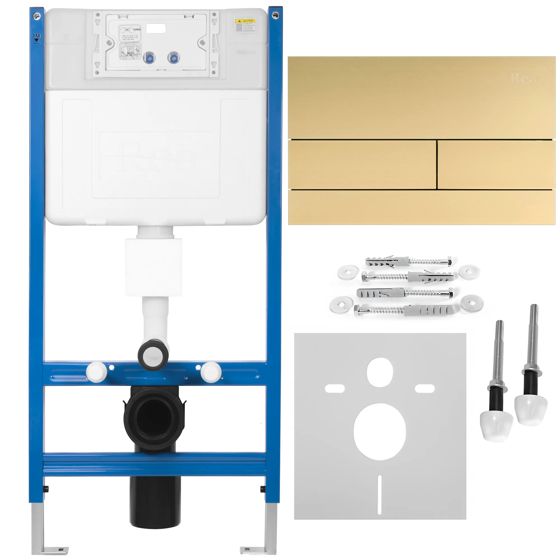 REA indbygningscisterne K011A-Q Børstet guld, 103,5x52,5x103,5cm