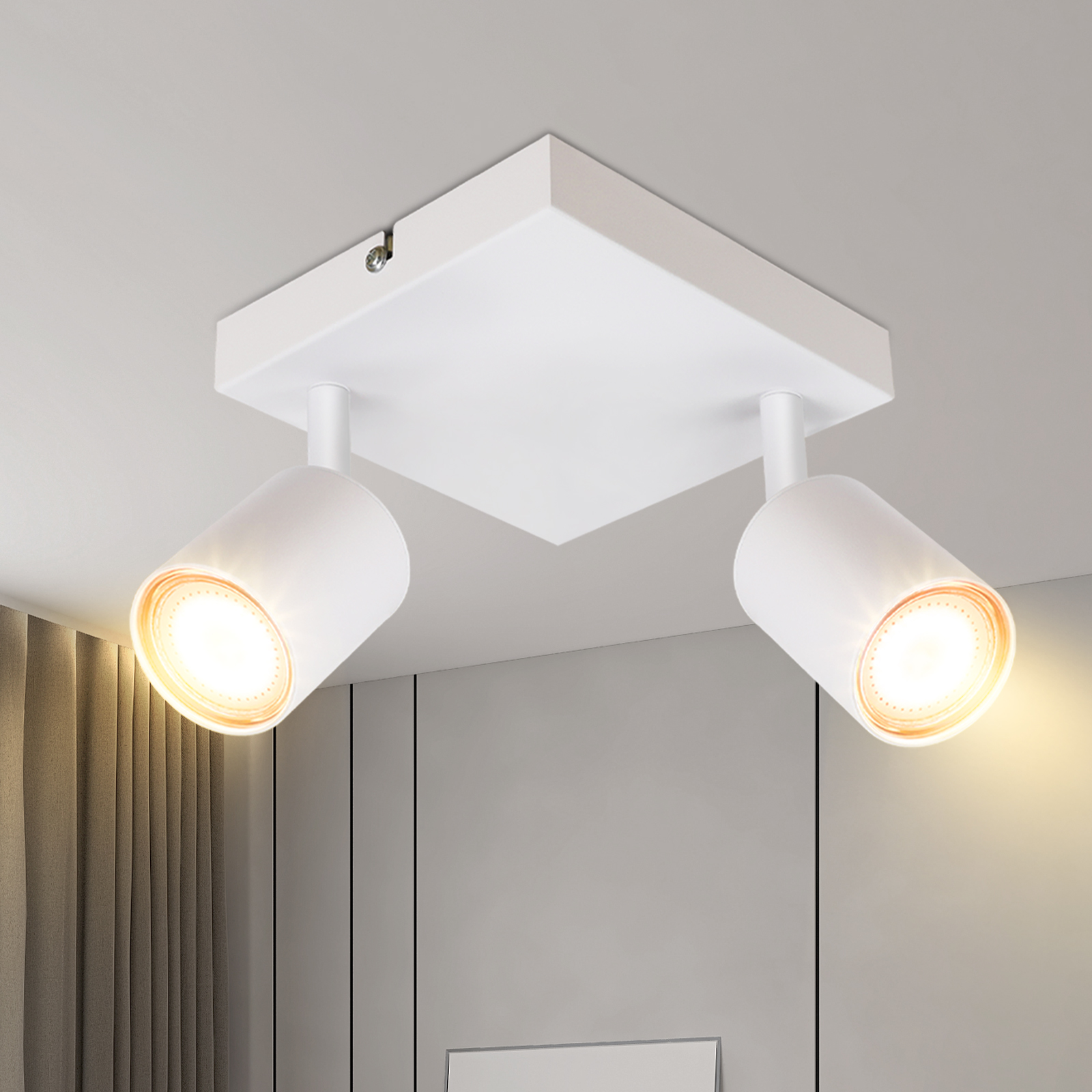 NETTLIFE Loftlampe til stue, 2 sorte GU10 pærer, justerbar, til soveværelse, køkken