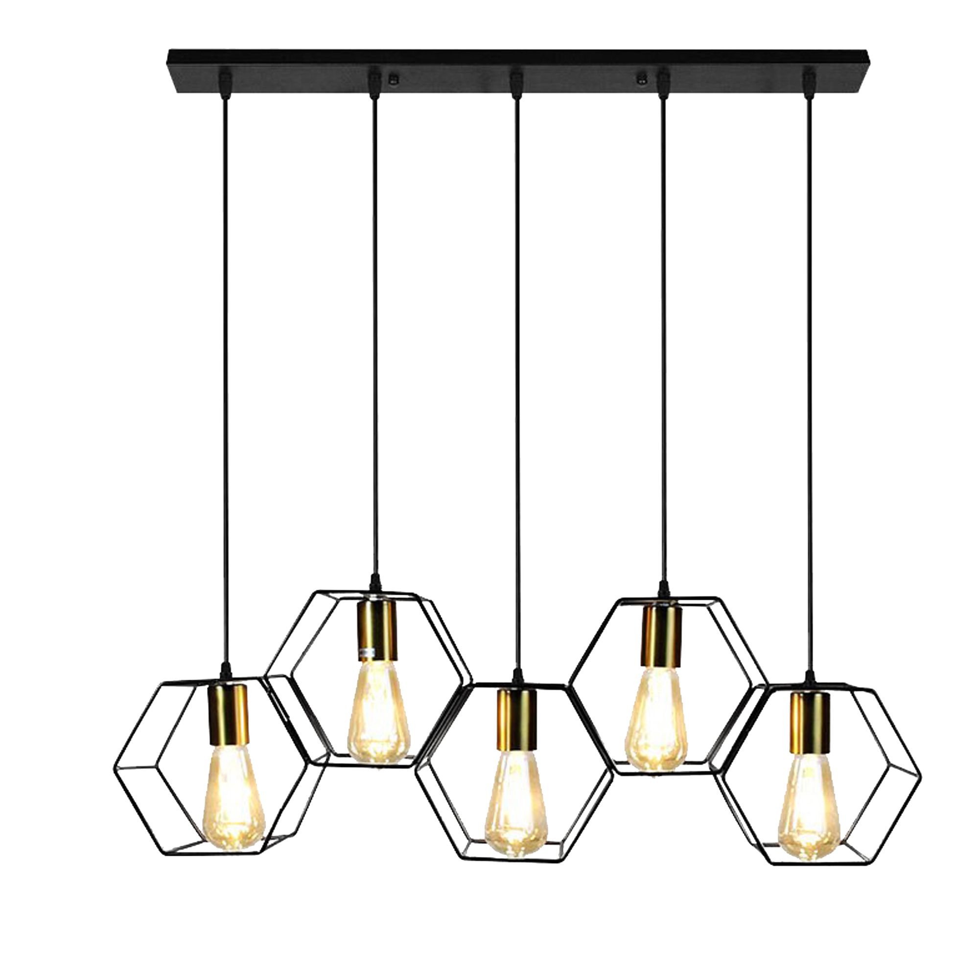 TOOLIGHT hængende loftlampe APP1133-5CP Sort/Guld 15,5x78x25,5cm