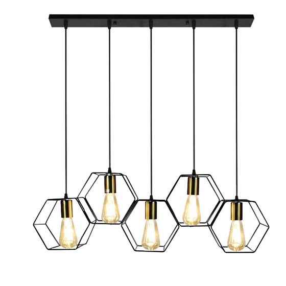 TOOLIGHT hængende loftlampe APP1133-5CP Sort/Guld 15,5x78x25,5cm