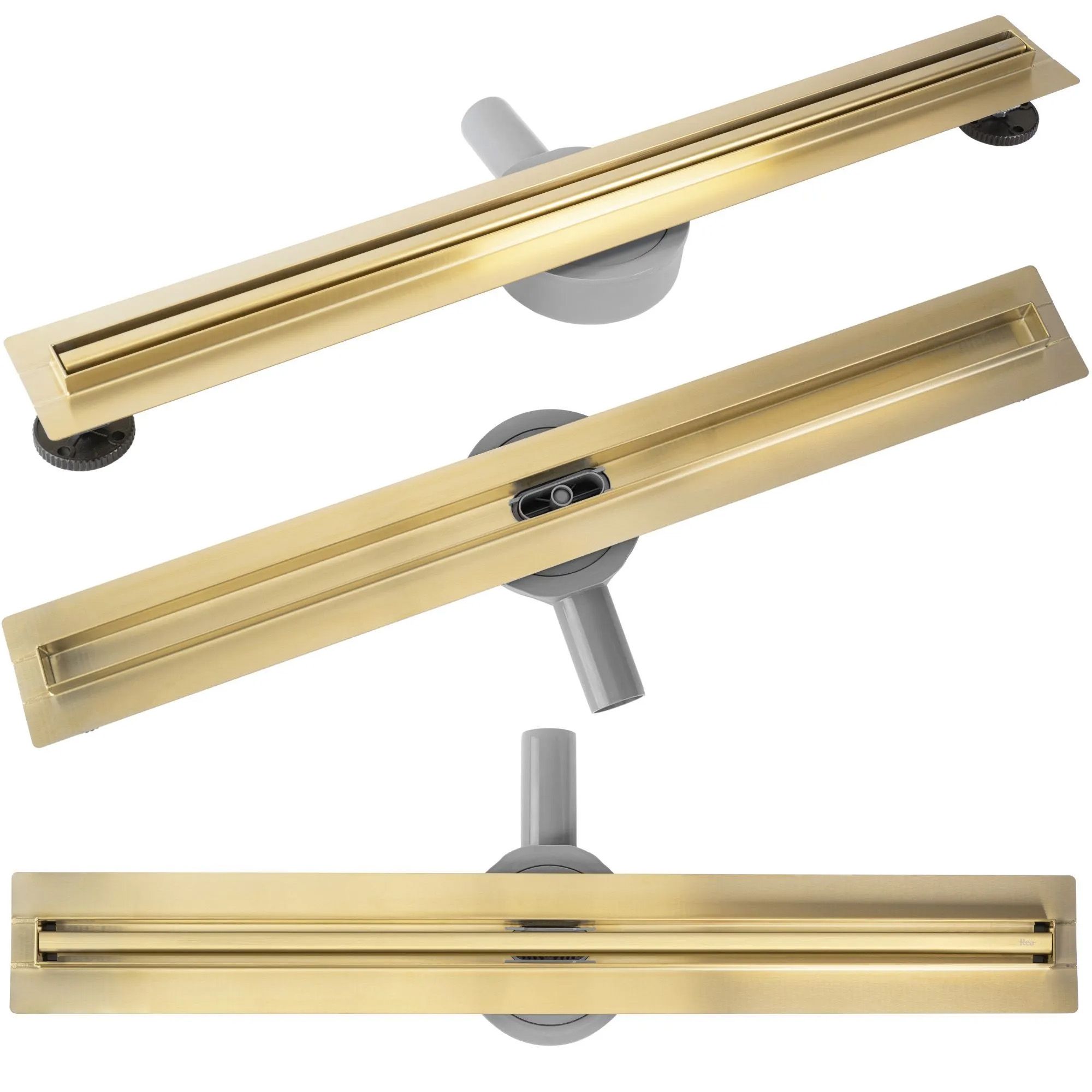 REA linjeafløb NEOX SLIM PRO 100 Børstet guld, 104x9x6,5cm