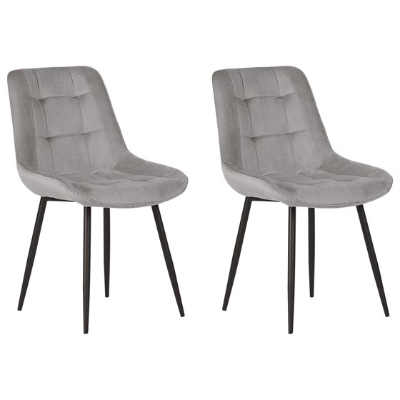 Sæt med 2 spisebordsstole MELROSE Velour Lysegrå