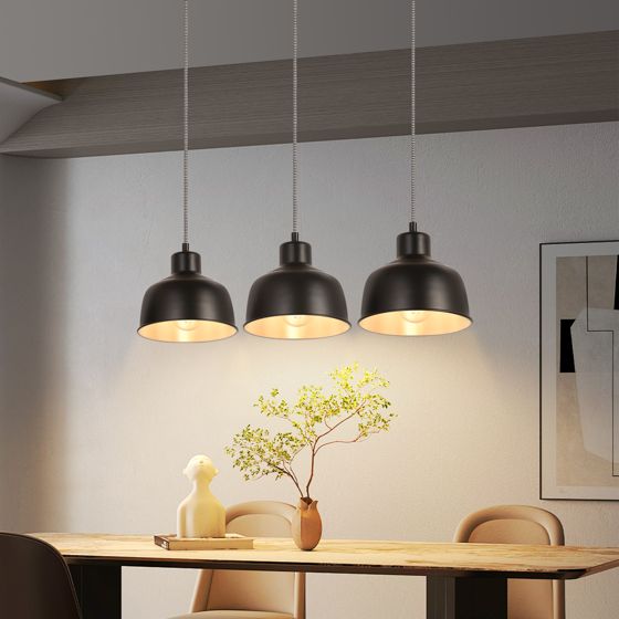 NETTLIFE Vintage - pendellampe, 3 flammer, retro, industriel, sort, bordlampe, E27
