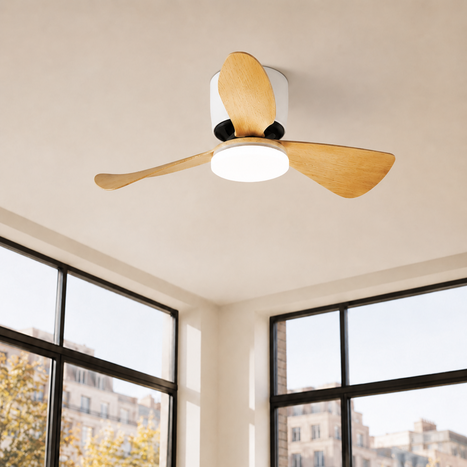 NETTLIFECeilingventilator med belysning og fjernbetjening, 23W, LED-dæmpbar, støjsvag, 70 cm sommer-/vintertimer, 6 hastigheder