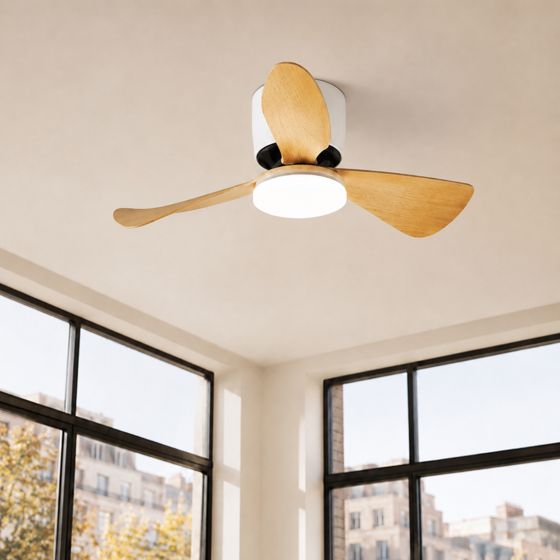 NETTLIFECeilingventilator med belysning og fjernbetjening, 23W, LED-dæmpbar, støjsvag, 70 cm sommer-/vintertimer, 6 hastigheder