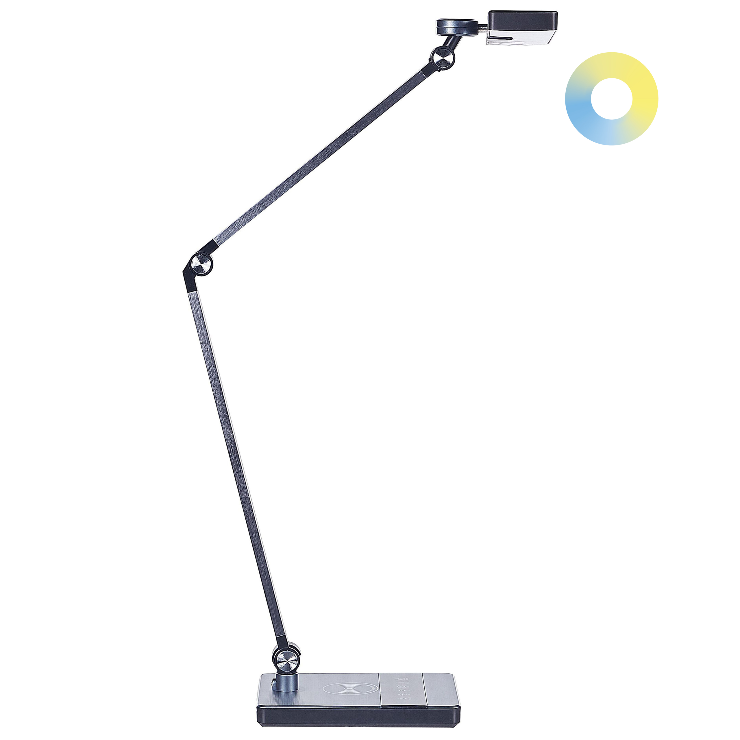 LED skrivebordslampe LACERTA Med trådløs oplader Metal Sort