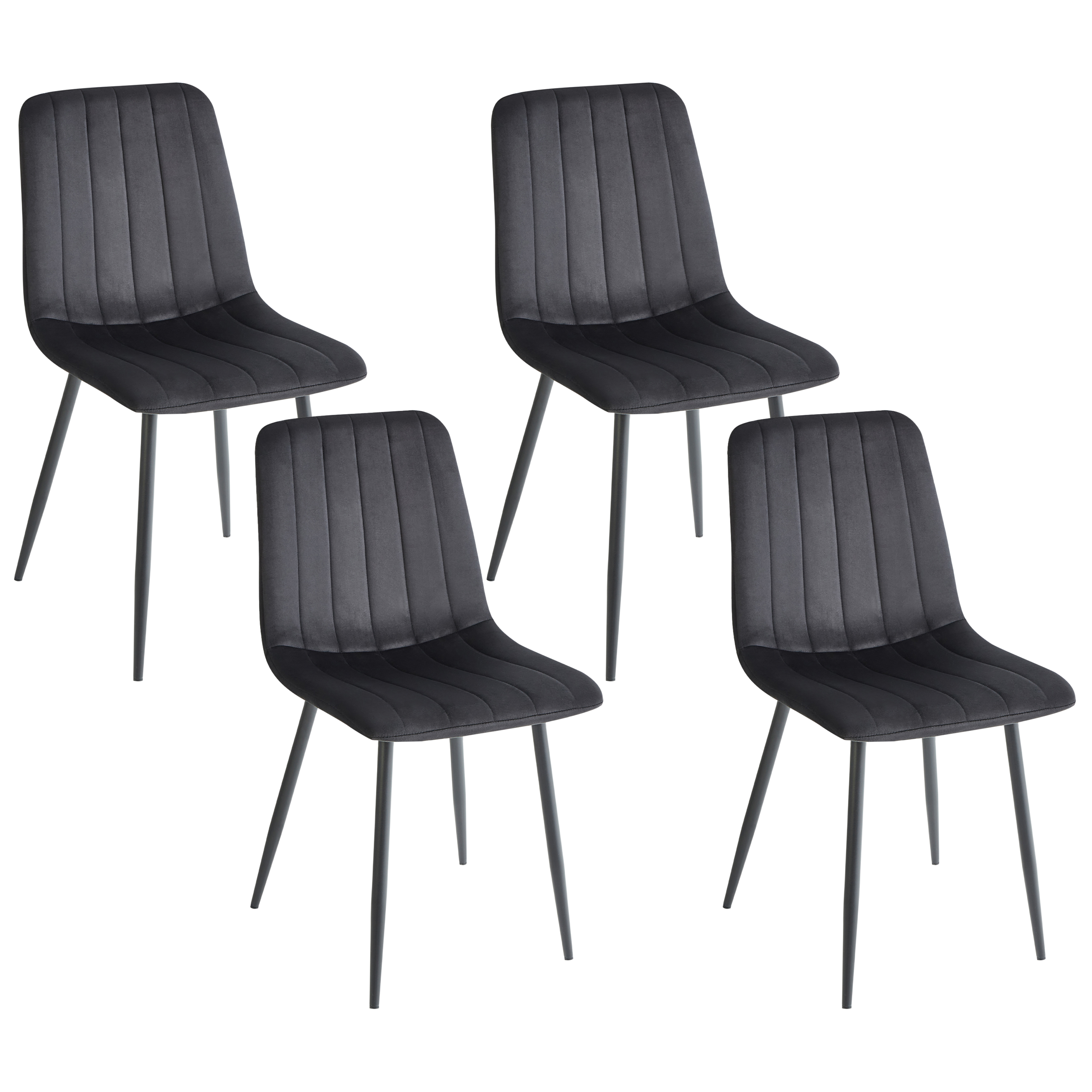 Sæt med 4 spisebordsstole KALISPELL Velour Sort