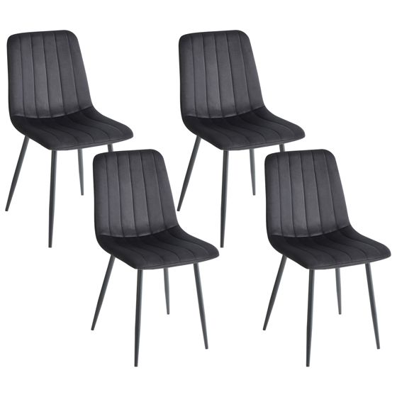 Sæt med 4 spisebordsstole KALISPELL Velour Sort