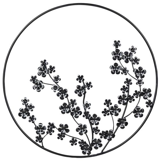 Vægdekoration Blomst STRONTIUM 70 cm Metal Sort