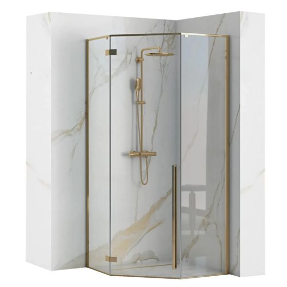 REA brusekabine DIAMOND 90x90 Guld, 90,5x90,5x195cm