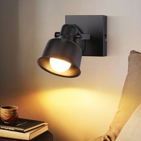 NETTLIFE Loftspotlight, 1 flamme, vintage - væglampe, E14, høj kvalitet, retrostil, justerbar 350°, MAX. 40W