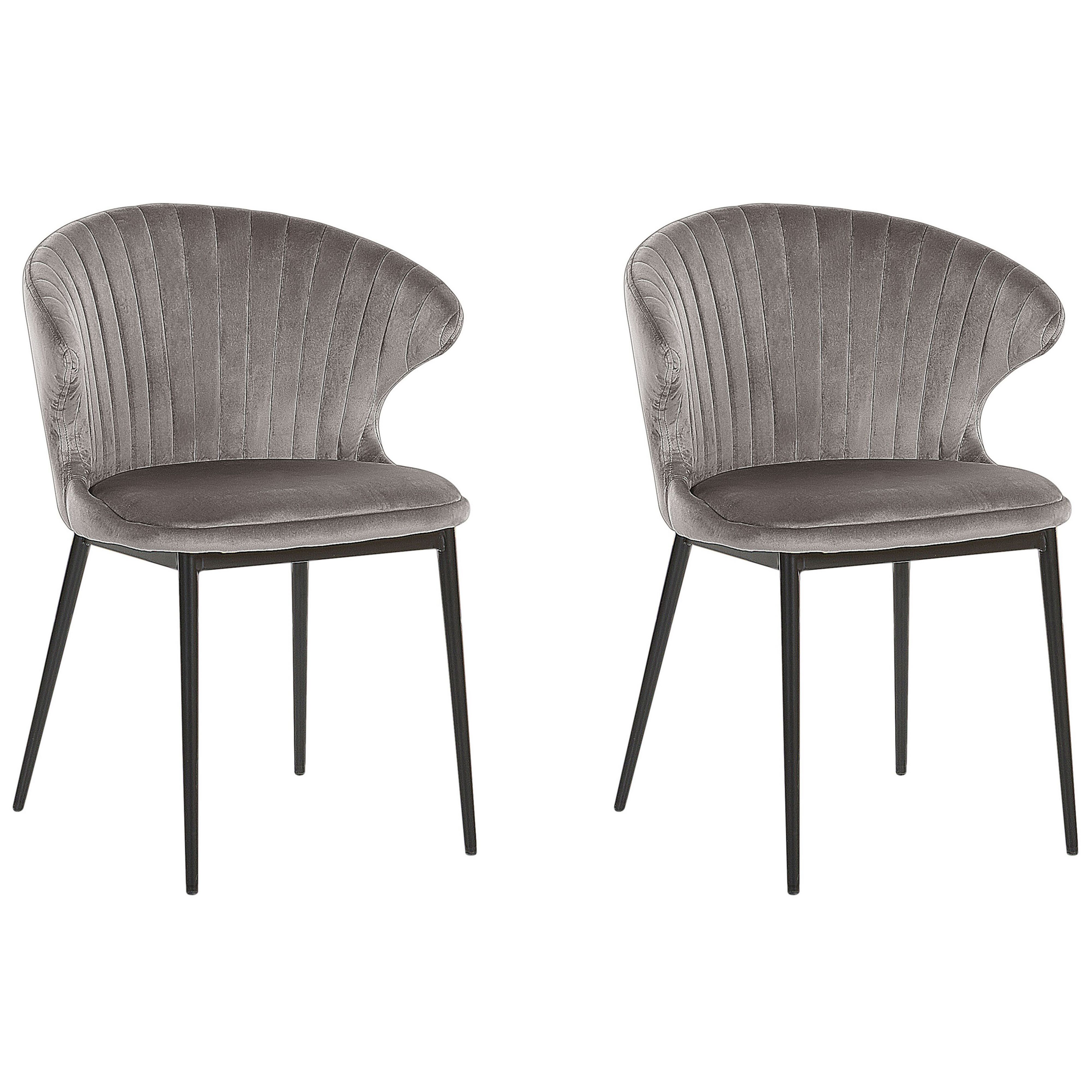 Sæt med 2 spisebordsstole AUGUSTA Velour Grå