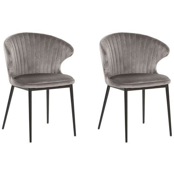 Sæt med 2 spisebordsstole AUGUSTA Velour Grå