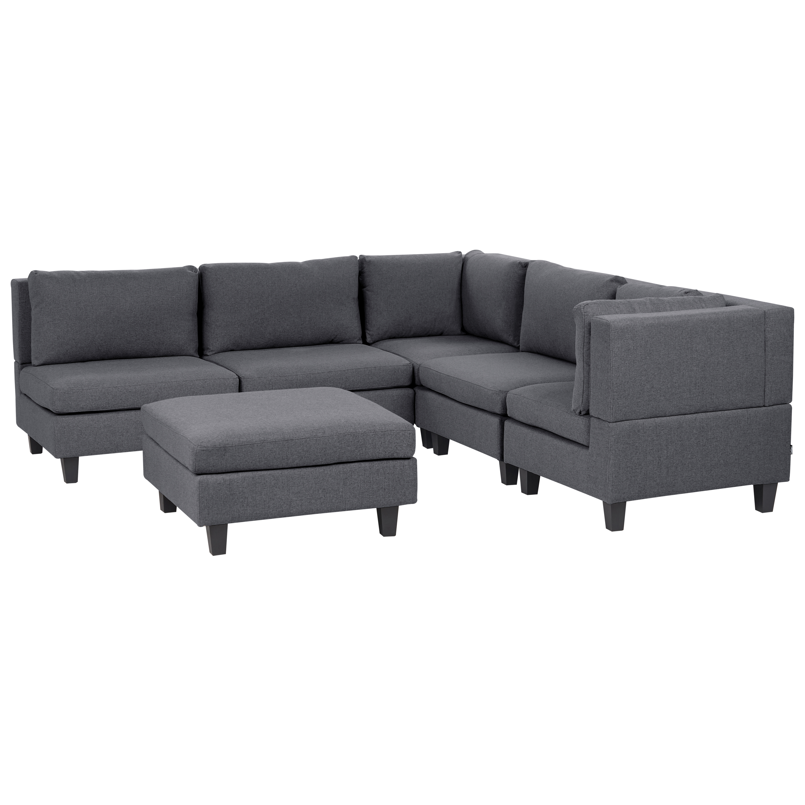 Hjørnesofa modul 5 personers UNSTAD med fodskammel Mørkegrå Venstrevendt