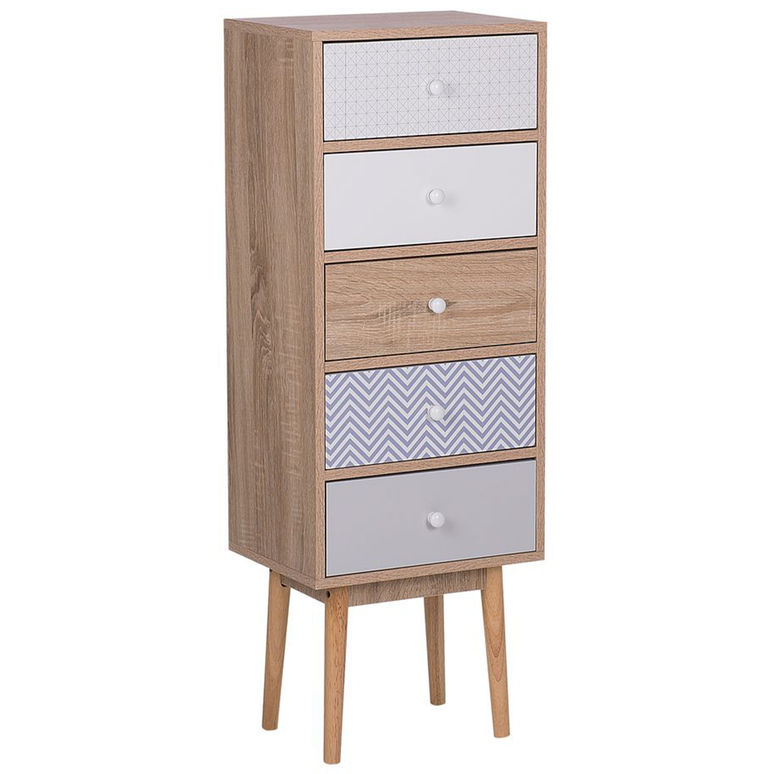5 skuffers commode FOLEY Multifarvet