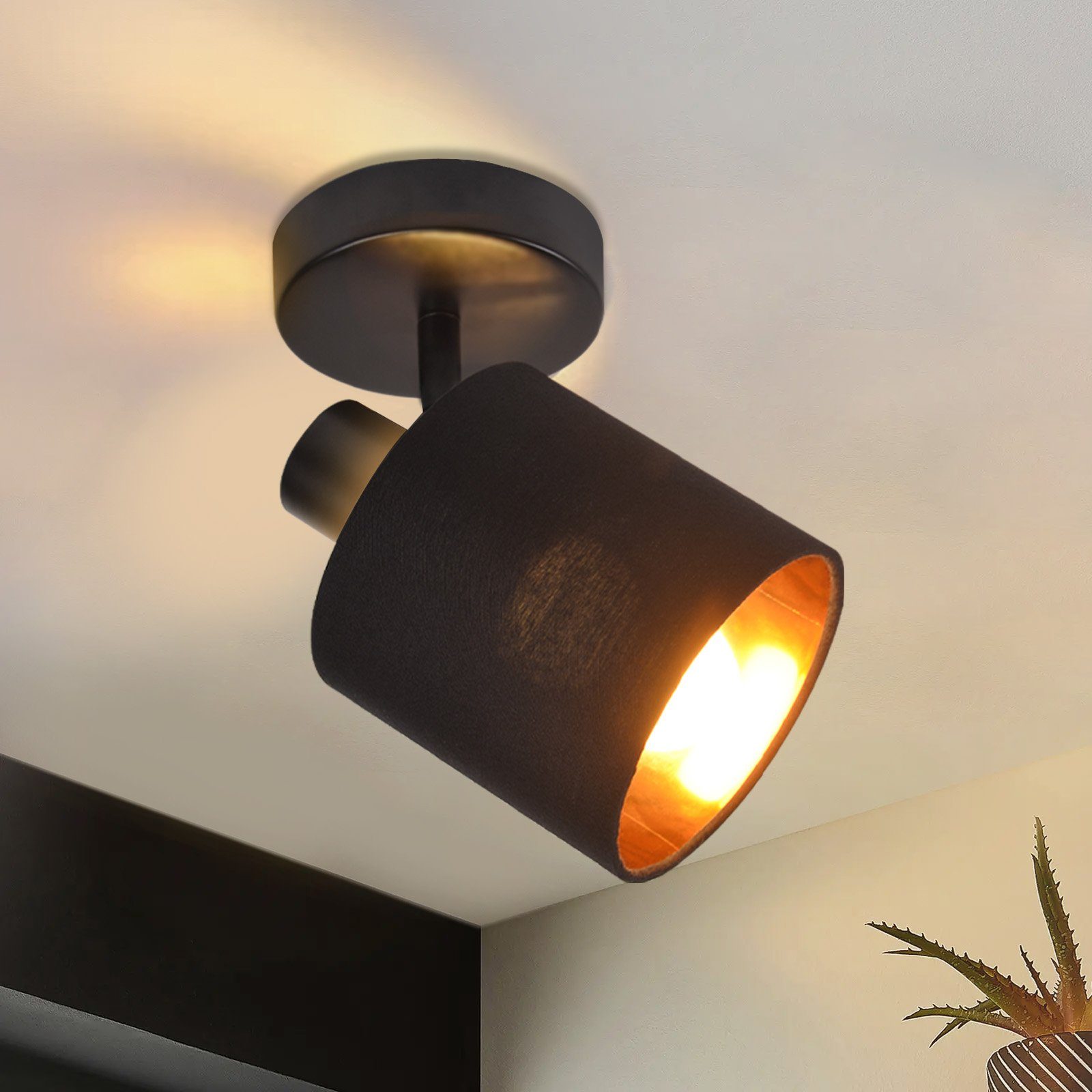 NETTLIFE loftspotlight MAX, 40W, sort loftslampe, E14 væglampe, stofnet, 350° drejelig, til entré (uden pære)