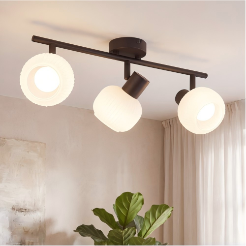 NETTLIFE sort loftspotlight E14 vintage - glasskærm til indendørs brug, moderne spotlight til soveværelse, stue