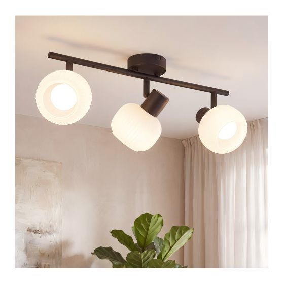 NETTLIFE sort loftspotlight E14 vintage - glasskærm til indendørs brug, moderne spotlight til soveværelse, stue