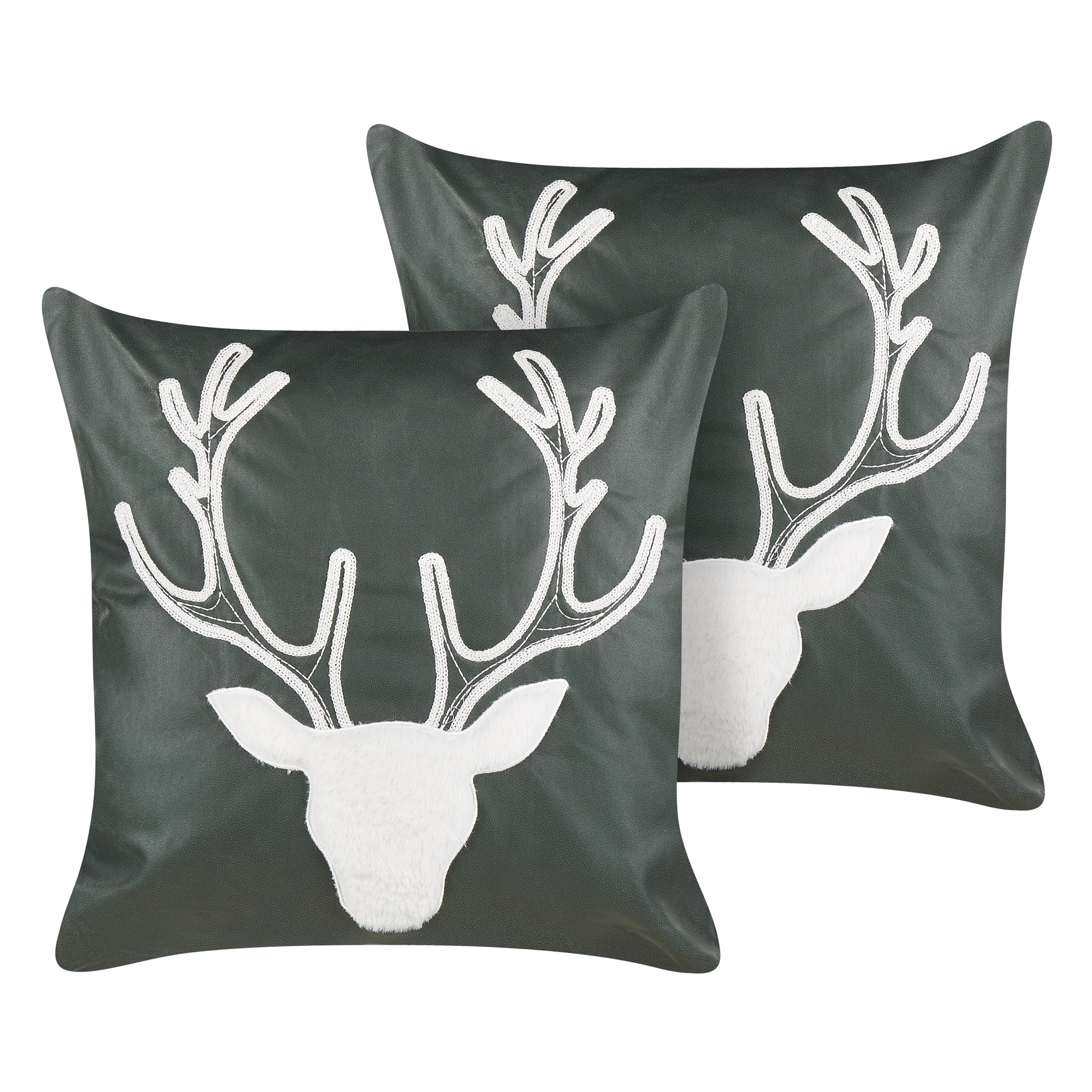 Sæt af 2 pyntepuder BICOCCA 45 x 45 cm Velour Mørkegrøn Julemønster