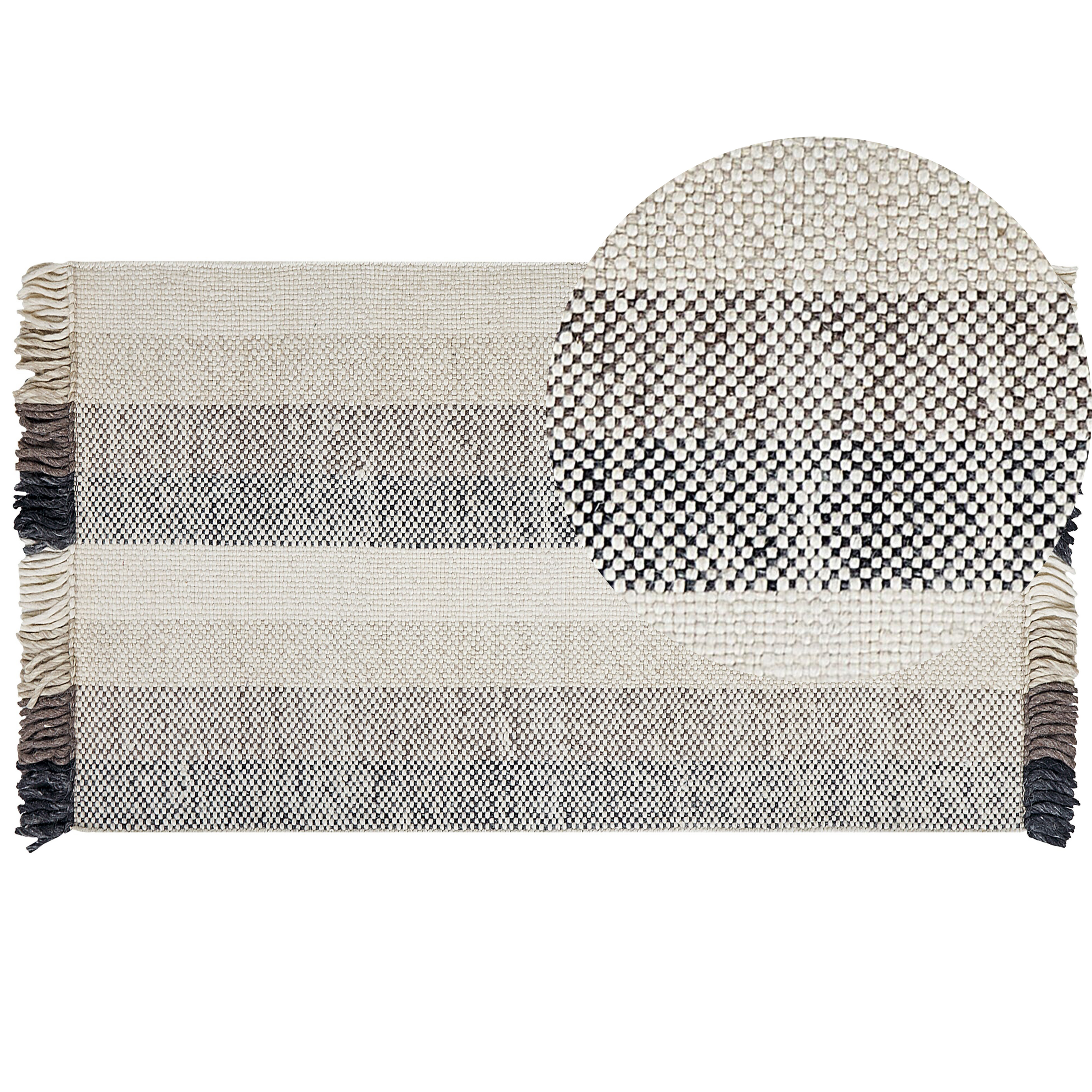 Gulvtæppe EMIRLER Hvid 80 x 150 cm Uld