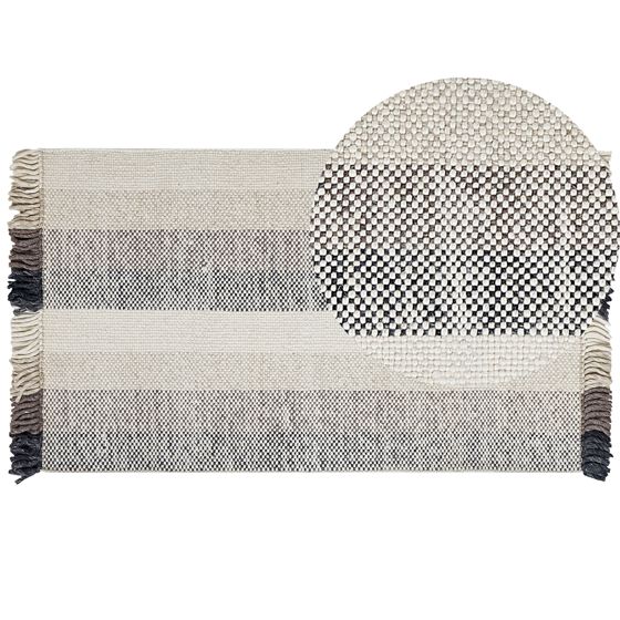 Gulvtæppe EMIRLER Hvid 80 x 150 cm Uld