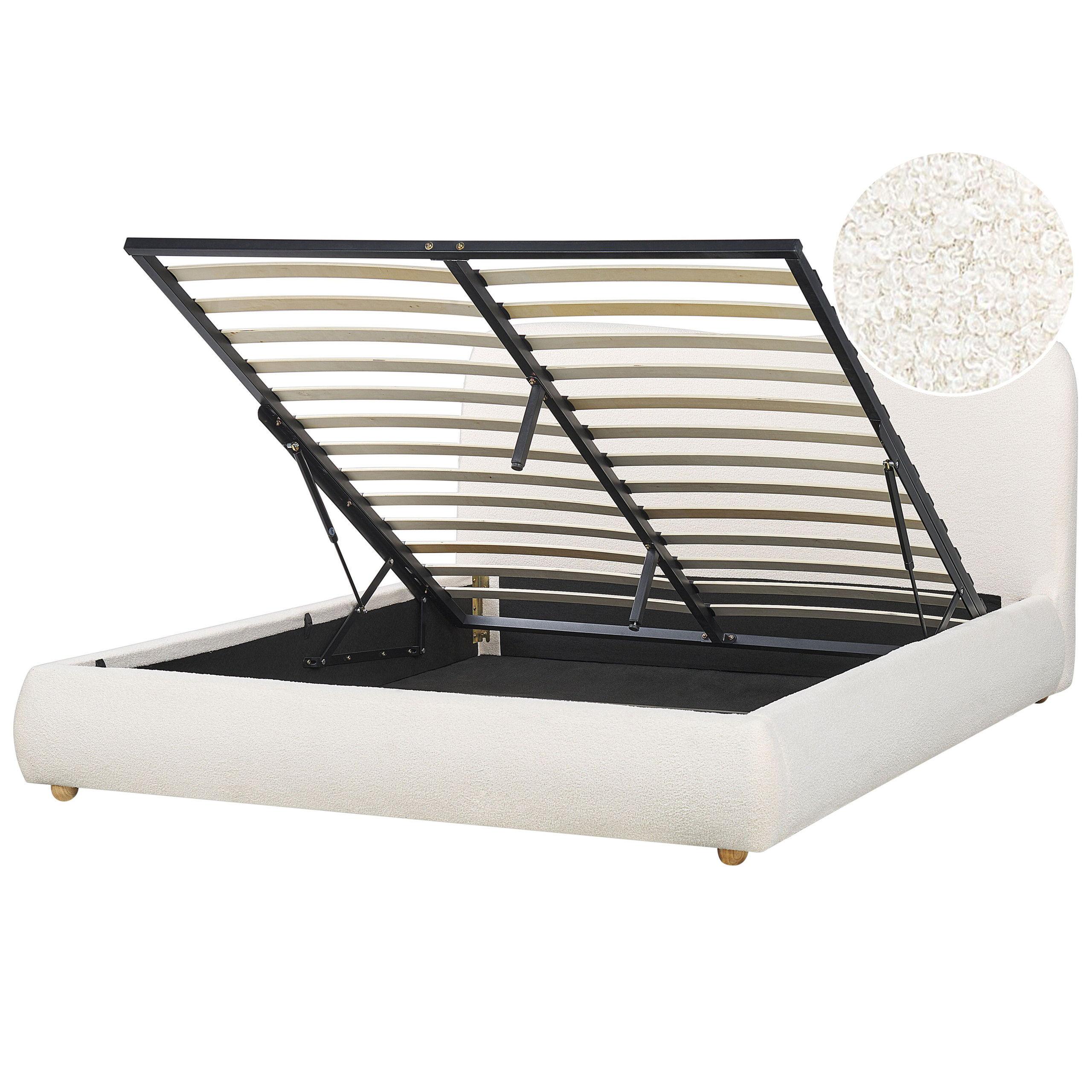 Seng med opbevaring BLAGNAC Boucle Cremehvid 160 x 200 cm