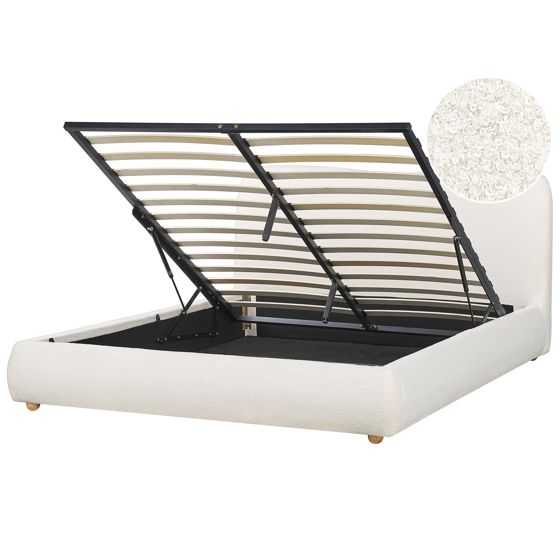 Seng med opbevaring BLAGNAC Boucle Cremehvid 160 x 200 cm