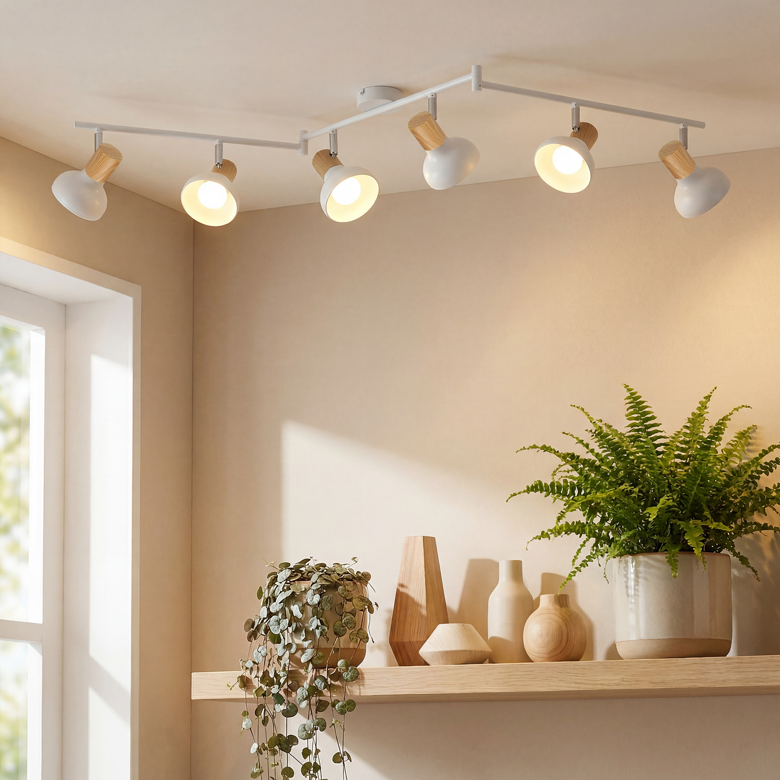 NETTLIFE Vintage - loftspotlight E14 Indendørs brug 350° Justerbar Hvid Drejelig 350° Industriel brug 6 flammer