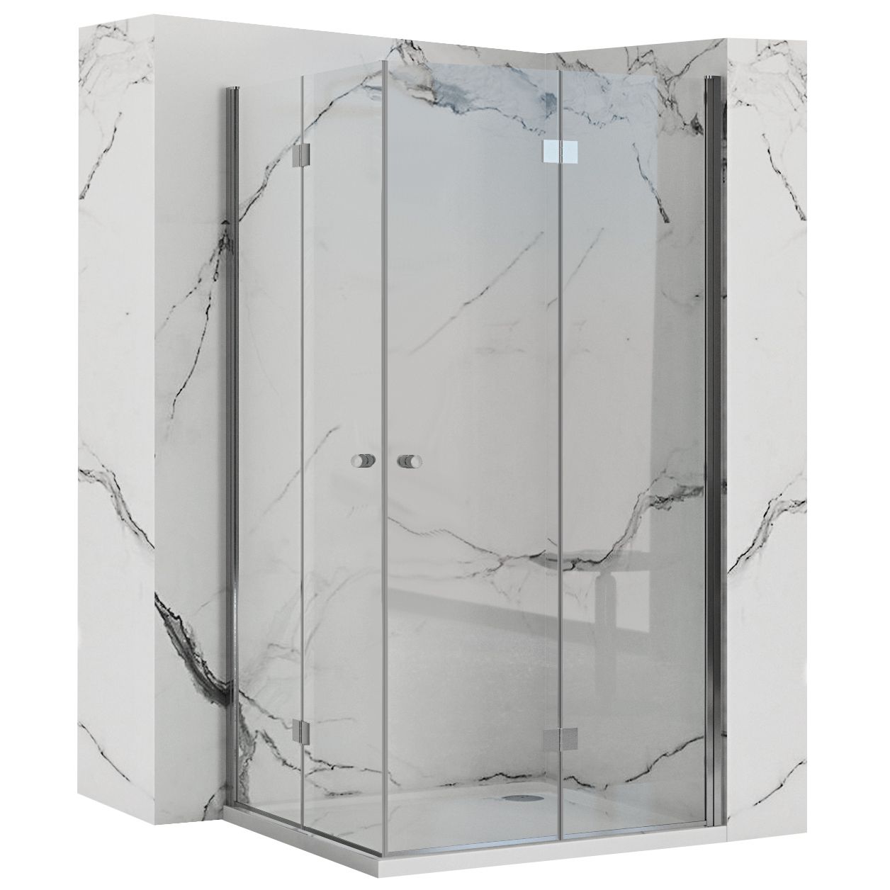 REA sammenfoldelig brusekabine FOLD N2 90x90 Krom, 90,5x90,5x190cm